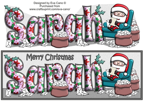 Jolly Santa reading letters to Santa SARAH large dl