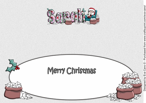 Jolly Santa reading letters to Santa SARAH large dl insert