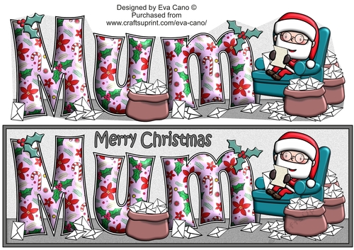 Jolly Santa reading letters to Santa MUM large dl