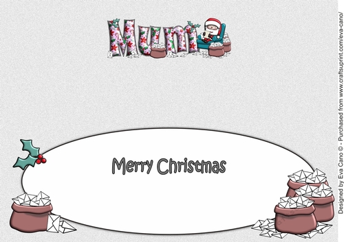 Jolly Santa reading letters to Santa MUM large dl insert