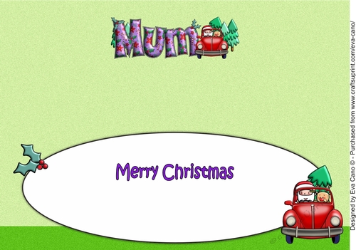 Jolly Santa taking the Christmas Tree Home MUM large dl insert