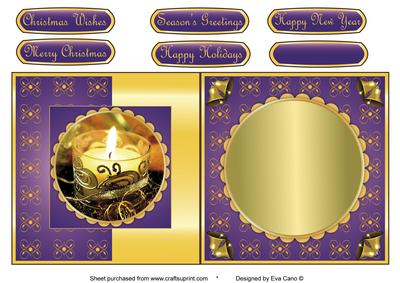 Christmas Candle Fold Back in Purple