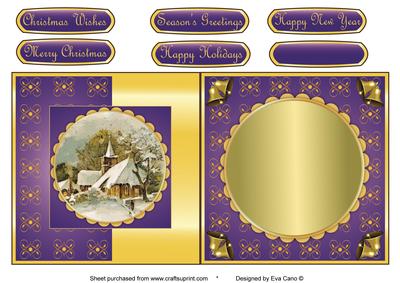 Christmas Church Fold Back in Purple
