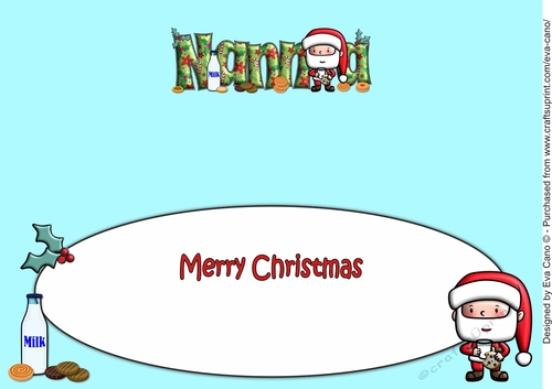 Jolly Santa Milk and Cookies NANNA large dl insert