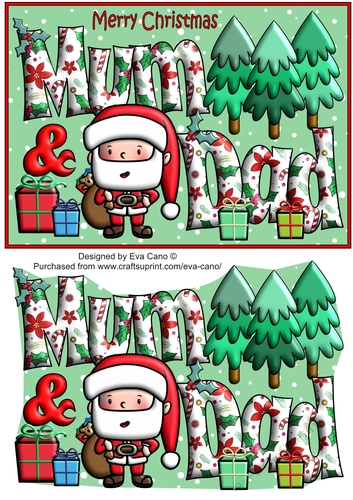 Jolly Santa with presents MUM & DAD A5