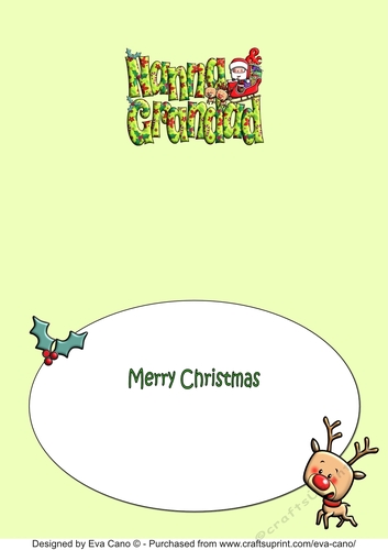 Jolly Santa with Reindeers and Sledge NANNA & GRANDAD A5 insert