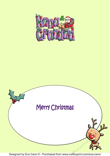 Jolly Santa with Reindeers and Sledge NANA & GRANDAD A5 insert