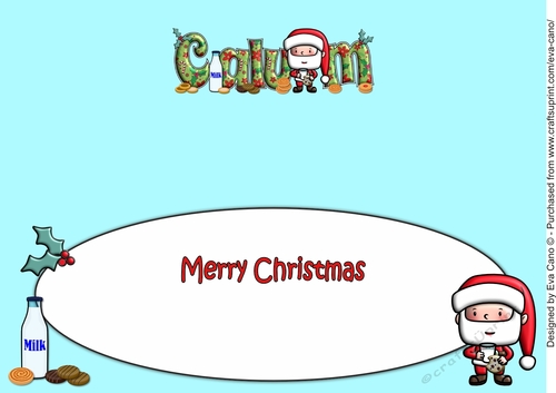 Jolly Santa Milk and Cookies CALUM large dl insert
