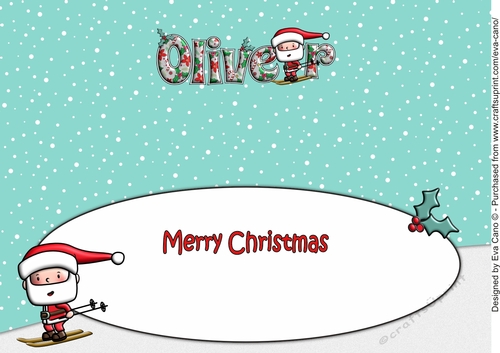 Jolly Santa Skiing OLIVER large dl insert