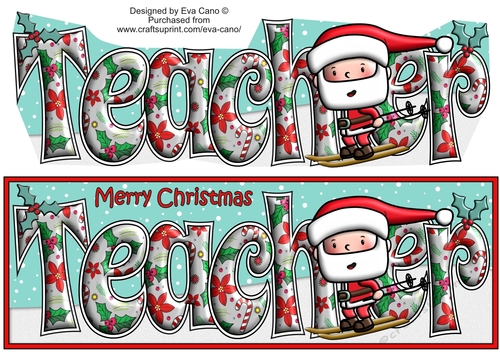 Jolly Santa Skiing TEACHER large dl