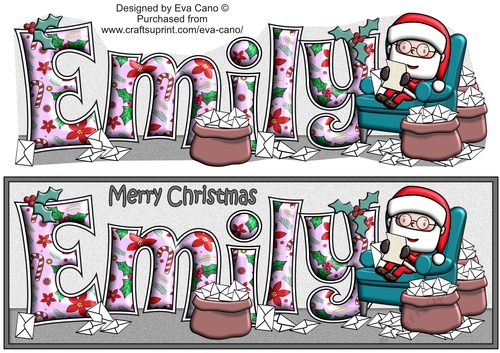 Jolly Santa reading letters to Santa EMILY large dl