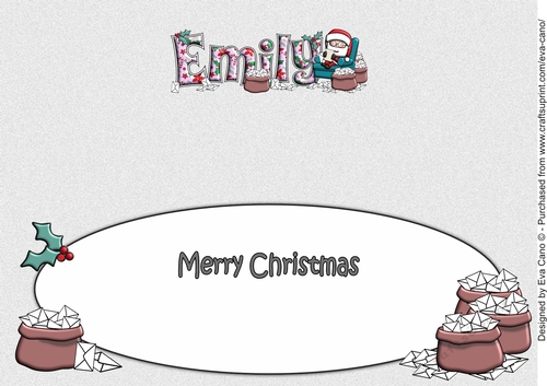Jolly Santa reading letters to Santa EMILY large dl insert