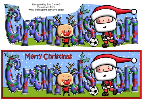Jolly Santa playing Football GRANDSON large dl