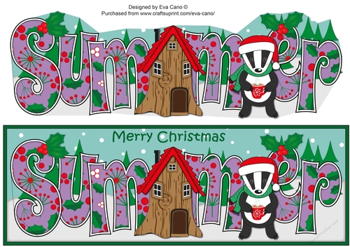Christmas Billy the Badger with Mug and House SUMMER large dl