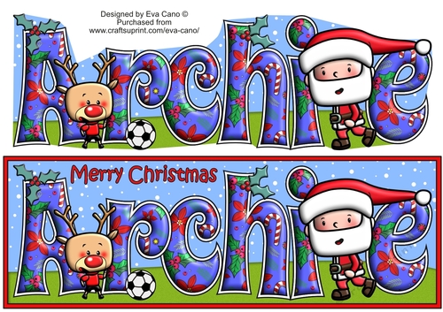 Jolly Santa playing Football ARCHIE large dl