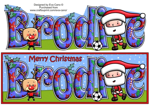 Jolly Santa playing Football BRODIE large dl