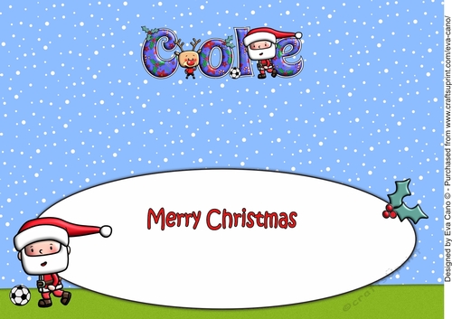 Jolly Santa playing Football COLE large dl insert
