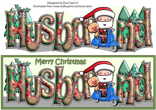 Jolly Santa and Rudolf on a Scooter HUSBAND large dl
