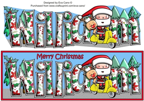 Jolly Santa and Rudolf on a Scooter WILLIAM large dl