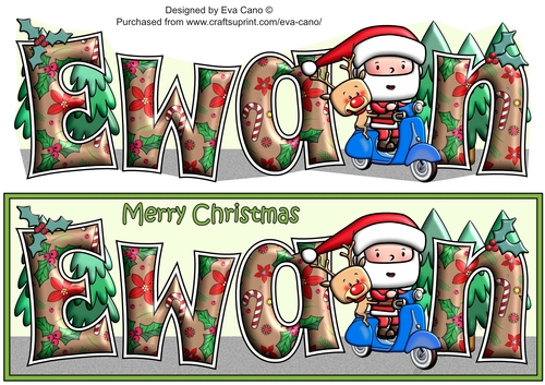 Jolly Santa and Rudolf on a Scooter EWAN large dl
