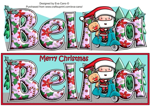 Jolly Santa and Rudolf on a Scooter BELLA large dl
