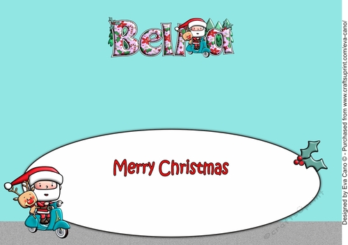 Jolly Santa and Rudolf on a Scooter BELLA large dl insert