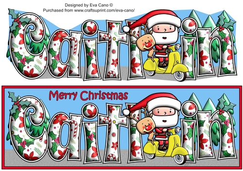 Jolly Santa and Rudolf on a Scooter CAITLIN large dl