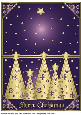 Snowflakes Christmas Trees Over the Edge Purple