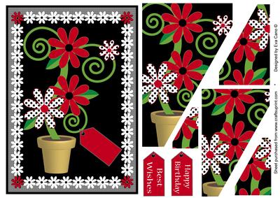 Flowers in Pot Pyramid - Black and Red