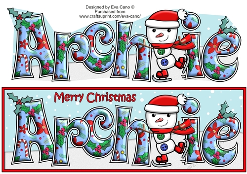 Jolly Snowman Skating ARCHIE large dl