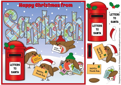 8x8 Christmas Robins with letters to Santa SANDBACH
