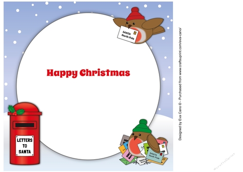 8x8 Christmas Robins with letters to Santa insert
