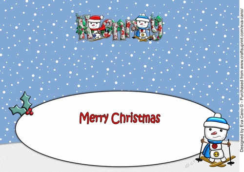 Jolly Snowman and Friend Skiing HENRY large dl insert