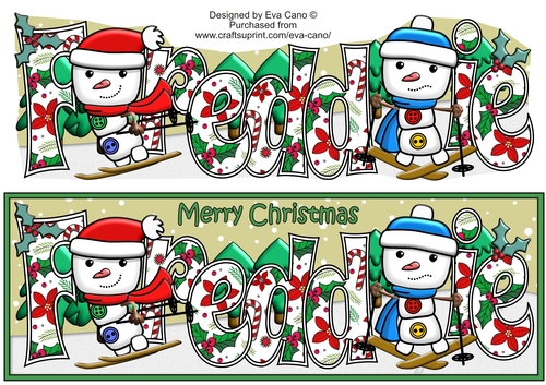 Jolly Snowman and Friend Skiing FREDDIE large dl