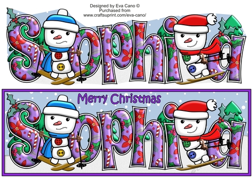 Jolly Snowman and Friend Skiing SOPHIA large dl