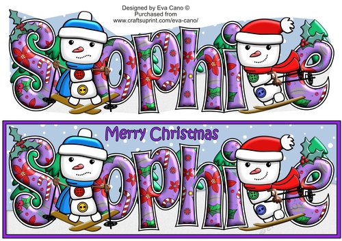 Jolly Snowman and Friend Skiing SOPHIE large dl