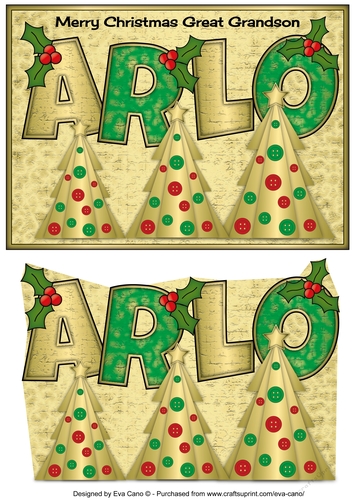 Buttons Christmas Trees II ARLO Great Grandson a5