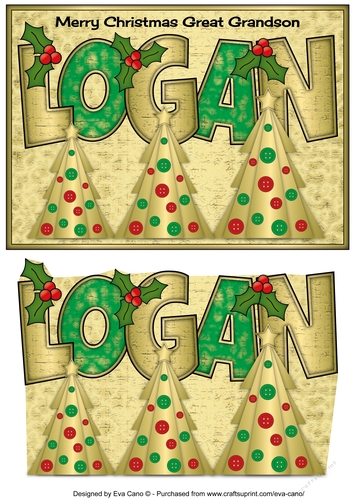 Buttons Christmas Trees II LOGAN Great Grandson a5
