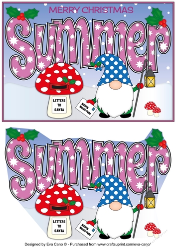 Christmas Gnome with letter to Santa SUMMER A5