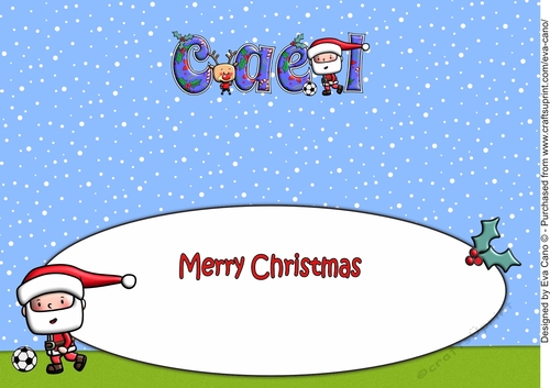 Jolly Santa playing Football CAEL large dl insert