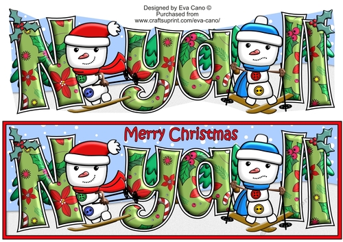 Jolly Snowman and Friend Skiing NYALL large dl