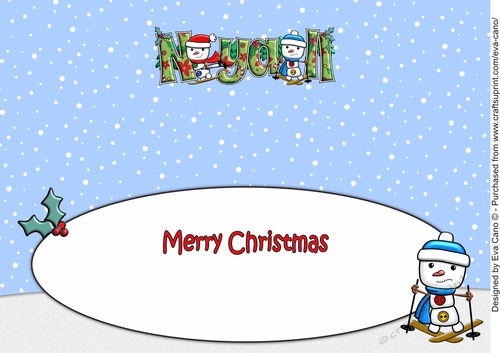 Jolly Snowman and Friend Skiing NYALL large dl insert