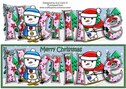 Jolly Snowman and Friend Skiing HALLE large dl