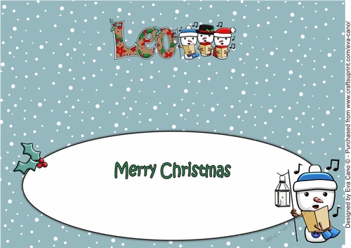 Jolly Snowmen Christmas Carolling LEO large dl insert