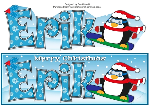 Christmas Fat Penguin Snowboarding ERIK large dl