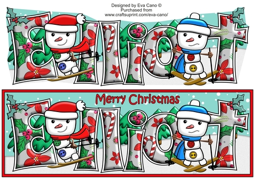 Jolly Snowman and Friend Skiing ELLIOT large dl