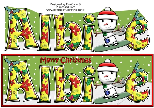 Jolly Snowman Snowboarding ALBIE large dl