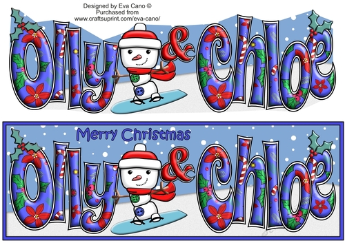 Jolly Snowman Snowboarding OLLY & CHLOE large dl