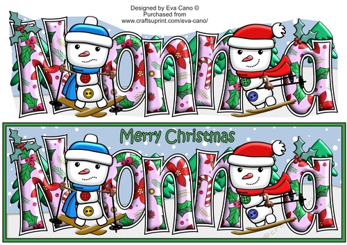 Jolly Snowman and Friend Skiing NONNA large dl