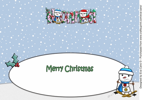 Jolly Snowman and Friend Skiing NONNA large dl insert
